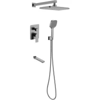 Душевой комплект Voda Neva 7in1NVGM 278x189 мм, со смесителем, оружейная сталь матовый