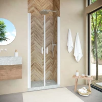 Душевая дверь Vegas Glass E2P NOVO h2000 95 01 crystalvision 95 см, профиль белый, стекло прозрачное