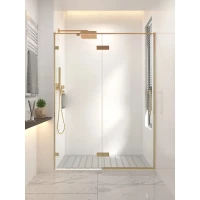 Душевая дверь Veconi Premium Alassio AL-120-00-G-C4 120 см, профиль золотой матовый, стекло прозрачное