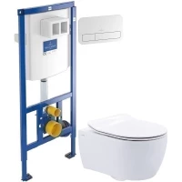 Комплект подвесной унитаз SSWW NC2038 + система инсталляции Villeroy & Boch 92246100 + 92249068