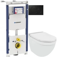 Комплект подвесной унитаз Jaquar Solo SLS-WHT-6953BIUFSM + система инсталляции Geberit 111.362.00.5 + 115.770.DW.5