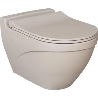 Унитаз подвесной Ambassador Nord 133T20401-132T20401S безободковый, с сиденьем микролифт, бежевый матовый