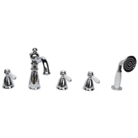 Смеситель на борт ванны Magliezza Grosso Bianco 50119-3-cr с душевым гарнитуром, хром