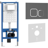 Инсталляция для унитаза Iberica Blanca Silencio Esti-Q IB001.837 с кнопкой смыва, серый матовый/хром/серый матовый
