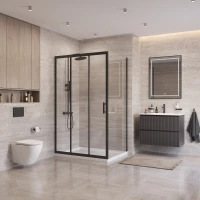Душевой уголок BelBagno Uno UNO-195-AHF-31-120/90-C-NERO 120x90 см, профиль черный матовый, стекло прозрачное