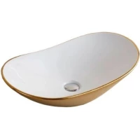 Раковина-чаша CeramaLux 7811AJW 61,5x36 см, накладная, белый/золото