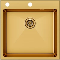 Кухонная мойка Paulmark Kroner-Edge PM775151-BG 51x51 см, золотой матовый