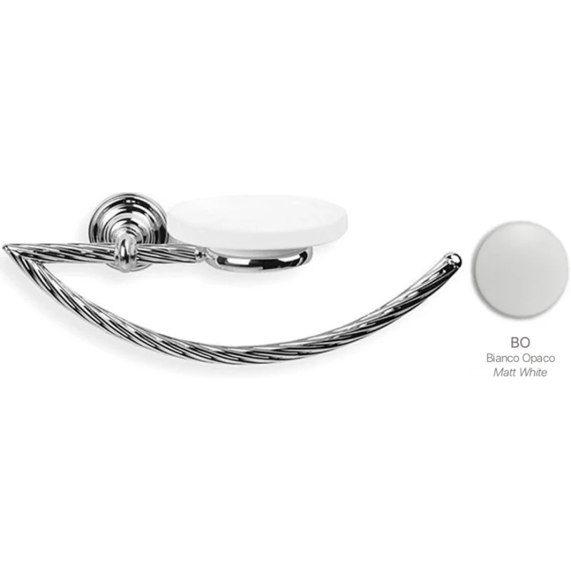 Полотенцедержатель кольцо с мыльницей Stil Haus Giunone G79(03) хром/белый матовый