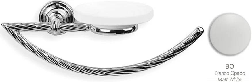 Полотенцедержатель кольцо с мыльницей Stil Haus Giunone G79(03) хром/белый матовый