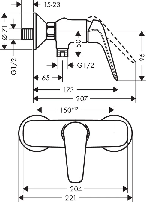 Смеситель для душа Hansgrohe Novus 71060000 - фото 3