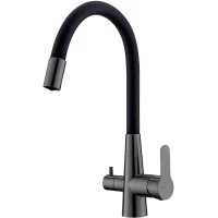 Смеситель для кухни ORINZA ORM.304.BLACK с подключением к фильтру, гибким изливом, черный