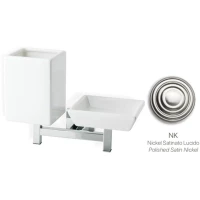 Стакан для зубных щеток с мыльницей Stil Haus Urania U14(36-BI) настенный, никель/белый