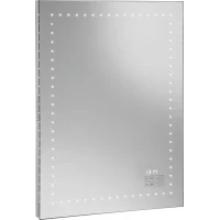 Зеркало Sanibano ARM3/RADIO 60x80 см, с LED-подсветкой, сенсорным выключателем, часами