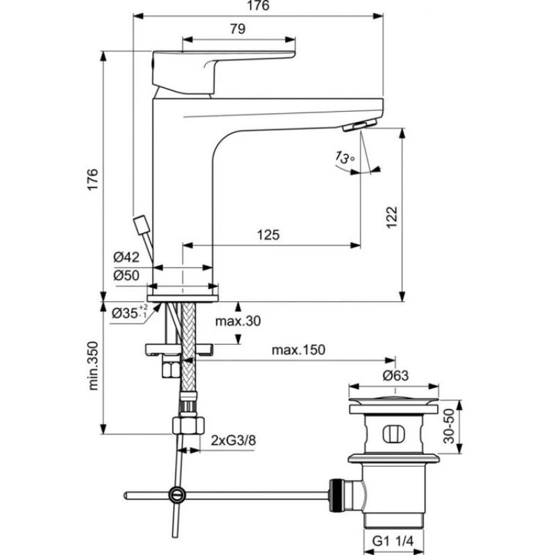 Комплект смесителей Ideal Standard Ceratherm T100 BC985AA