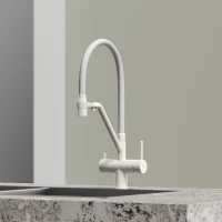 Смеситель для кухни Sancos Dora SC4003MW с подключением к фильтру, гибким изливом, белый матовый