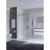 Душевой уголок Cezares Plane PLANE-AH-1-100/90-C-IN 100x90 см, профиль сатин, стекло прозрачное