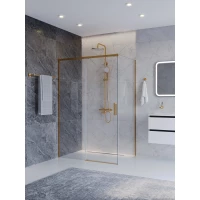 Душевой уголок Cezares Plane PLANE-AH-1-140/80-C-BORO 140x80 см, профиль золотой матовый, стекло прозрачное
