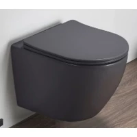 Унитаз подвесной CeramaLux TR2197MDH безободковый, торнадо, с сиденьем микролифт, серый матовый