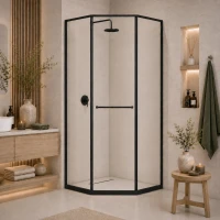 Душевой уголок RGW SV-82B Stilvoll 33328200-14L 99,5x99,5 см L, профиль черный матовый, стекло прозрачное