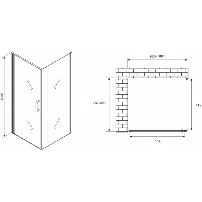 Душевой уголок 100x80 см Abber Sonnenstrand AG04100-S80 прозрачное