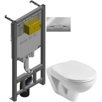 Комплект подвесной унитаз Santek Бореаль 1.WH30.1.977 + система инсталляции Jacob Delafon E29025-NF + E29027-CP