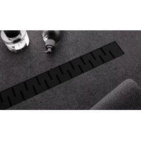 Душевой трап (лоток) Veconi Stesso Line VSL600B 60 см, с решеткой, перфорированный, черный матовый
