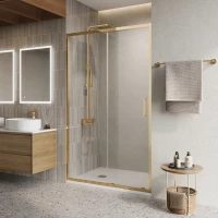Душевая дверь BelBagno Luce LUCE-BF-1-110-C-ORO 110 см, профиль золотой, стекло прозрачное