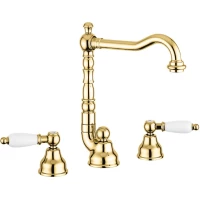 Смеситель для раковины Emmevi Deco Ceramic 121643/OR с донным клапаном, золотой