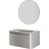 Комплект мебели Armadi Art Voi Stonefinish Stonegrey 782-080-SF-SG + 786-080-SF-SG без отв. + 545-80-MG 82 см, подвесной, светло-серый камень матовый
