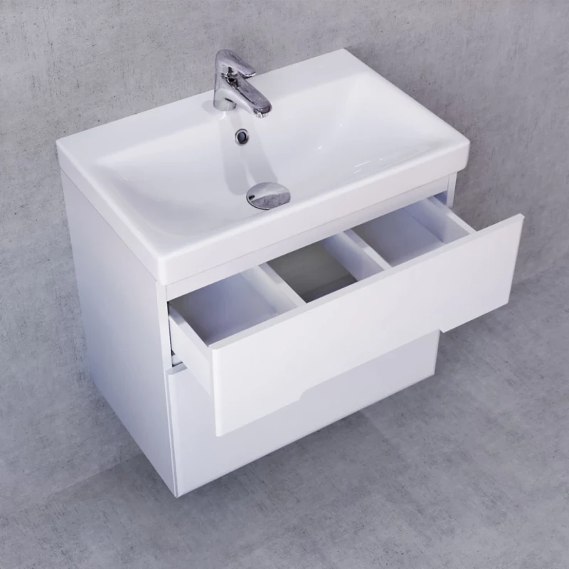 Комплект мебели белый 60 см Jorno Moduo Slim Mod.01.60/P/W + P-UM-MOD6OSL/1 + Mod.03.60/W
