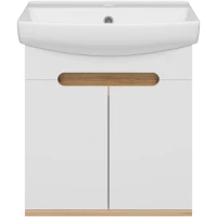 Тумба под раковину Misty Сканди Э-Ска01050-011П 46,3 см, подвесная, белый глянец/дуб крафт золотой/антрацит матовый