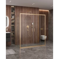 Душевой уголок Cezares Molveno MOLVENO-AH-2/2-170/90-C-BORO-IV 167x90 см, профиль золотой матовый, стекло прозрачное