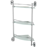 Полка стеклянная Frap F1907-3 29x29 см, угловая, тройная, хром