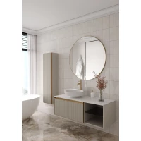 Комплект мебели Armadi Art Quatro Cashmere Fuga 790-M6-120-CM-RIB-MG + 792-120-W + 801-R-MW + 545-100-MG 121 см L, подвесной, со столешницей, кашемир матовый