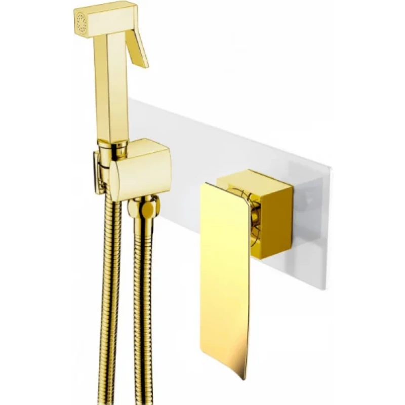 Гигиенический душ Boheme Q 147-WG.2 со смесителем, белый глянец/золотой