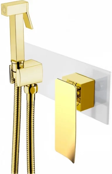 Гигиенический душ Boheme Q 147-WG.2 со смесителем, белый глянец/золотой