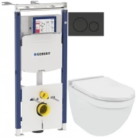 Комплект подвесной унитаз Jaquar Solo SLS-WHT-6953BIUFSM + система инсталляции Geberit 111.362.00.5 + 115.882.DW.1