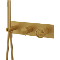 Смеситель для ванны Remer Chrono CH97D2BG встраиваемый, с душевым гарнитуром, золотой матовый