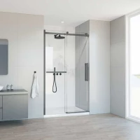 Душевая дверь Vincea Como Soft VDS-1CS110CLGM 110 см, профиль вороненая сталь, стекло прозрачное