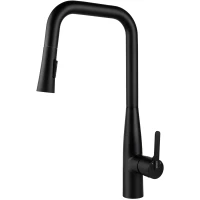 Смеситель для кухни Kaiser Claro 22144-9 с выдвижным изливом, черный матовый