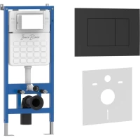 Инсталляция для унитаза Iberica Blanca Silencio Esti-S IB001.851 с кнопкой смыва, черный матовый