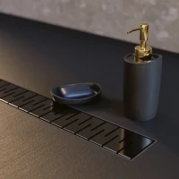 Душевой трап (лоток) Paini Medium CH750MC 75 см, с решеткой, перфорированный, черный матовый