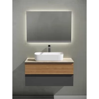 Комплект мебели Sancos Delta DL100GR + TT100A2X + CN5021 + SQ1000 100 см, подвесной, дуб красный/графит матовый