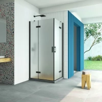 Душевой уголок Vegas Glass AFA-F Retta 100*80 02M 10 L 100x80 см L, профиль черный матовый, стекло сатин