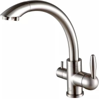 Смеситель для кухни Paulmark Essen Es213001-BS с подключением к фильтру, нержавеющая сталь