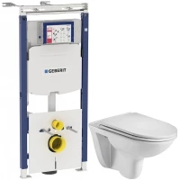Комплект подвесной унитаз WeltWasser Baarbach 004GL-WT 10000003811 + система инсталляции Geberit 111.362.00.5
