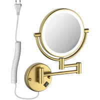 Зеркало косметическое Timo Saona 13376/20 с 5x увеличением, настенное, с подсветкой, выключателем, темное золото матовый