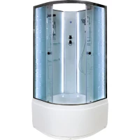 Душевая кабина 90x90x208 см Deto EM4590NLED матовое с прозрачным узором
