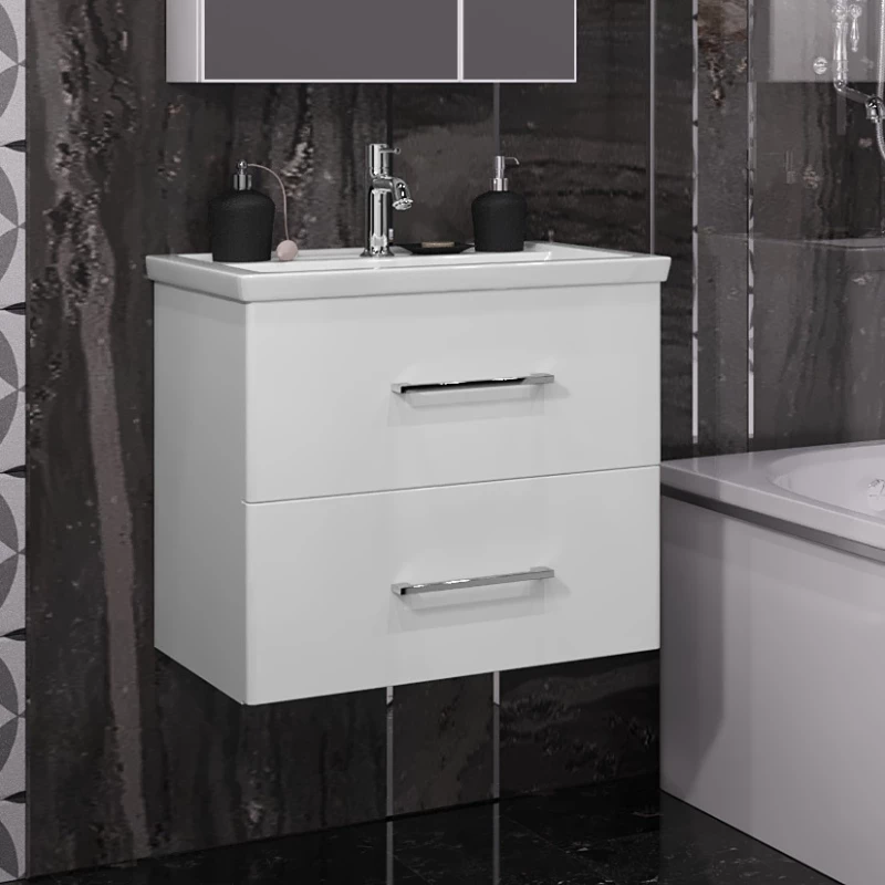 Комплект мебели белый глянец 61 см с зеркальным шкафом Opadiris Арабеска