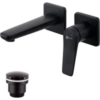 Смеситель для раковины Lemark Bronx LM3736BL встраиваемый, с донным клапаном, черный матовый